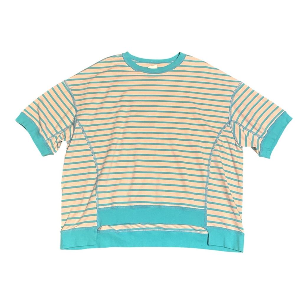 Pink & Mint Stripe Oversized Crewneck Sweatshirt - 90’s Style Streetwear